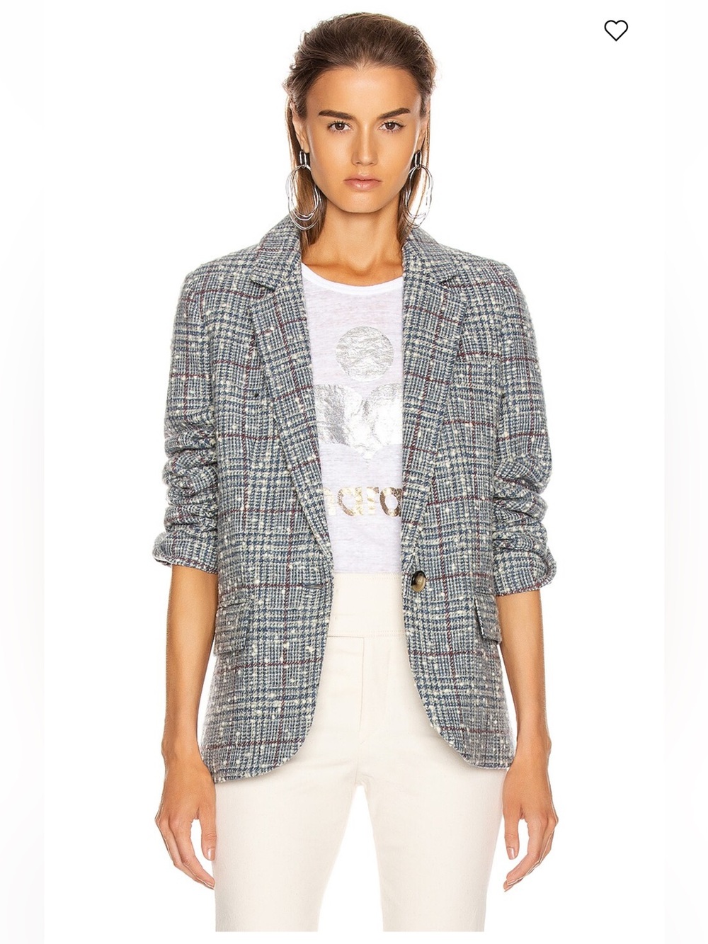 Isabel Marant Gray Plaid Single-Button Blazer